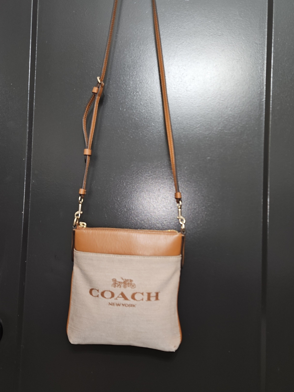 COACH Tan Canvas & Leather Crossbody Bag